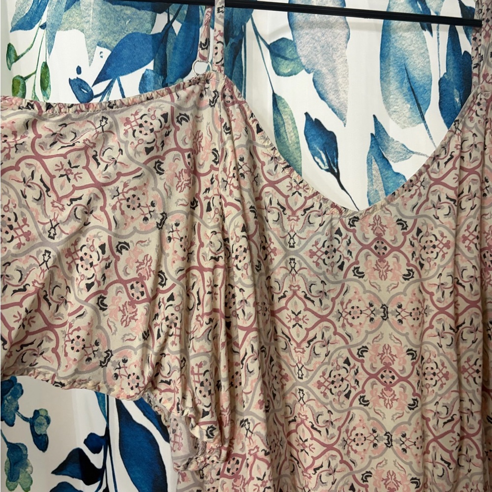 Bohemian Patterned cold Shoulder Top - Picture 2 of 4